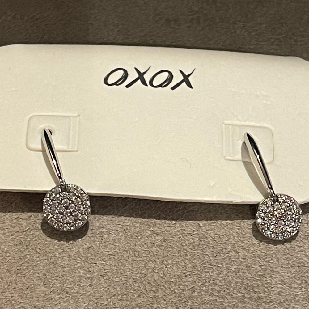 Oxo Dazzling Silver Earrings with Crystal Detail